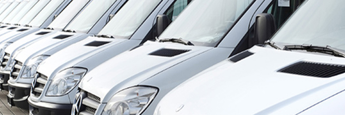 Row of company cars in a parking lot